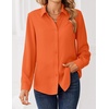 image:imageZeagoo Women Blouses Chiffon Long Sleeve Button Down Shirts Business Causal Dressy Work Top V Neck Summer Spring ClothesOrange