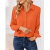image:imageZeagoo Women Blouses Chiffon Long Sleeve Button Down Shirts Business Causal Dressy Work Top V Neck Summer Spring ClothesOrange