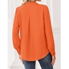 image:imageZeagoo Women Blouses Chiffon Long Sleeve Button Down Shirts Business Causal Dressy Work Top V Neck Summer Spring ClothesOrange