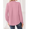 image:imageZeagoo Women Blouses Chiffon Long Sleeve Button Down Shirts Business Causal Dressy Work Top V Neck Summer Spring ClothesPink