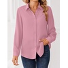 image:imageZeagoo Women Blouses Chiffon Long Sleeve Button Down Shirts Business Causal Dressy Work Top V Neck Summer Spring ClothesPink