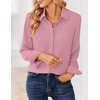 image:imageZeagoo Women Blouses Chiffon Long Sleeve Button Down Shirts Business Causal Dressy Work Top V Neck Summer Spring ClothesPink