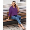 image:imageZeagoo Women Blouses Chiffon Long Sleeve Button Down Shirts Business Causal Dressy Work Top V Neck Summer Spring ClothesPurple