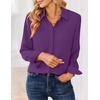 image:imageZeagoo Women Blouses Chiffon Long Sleeve Button Down Shirts Business Causal Dressy Work Top V Neck Summer Spring ClothesPurple