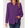 image:imageZeagoo Women Blouses Chiffon Long Sleeve Button Down Shirts Business Causal Dressy Work Top V Neck Summer Spring ClothesPurple