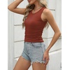 image:imageZeagoo Womens Tank Tops 2026 Sleeveless Summer Tops High Neck Ribbed Knit Shirts Casual Basic Ruched TopsOrange