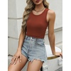 image:imageZeagoo Womens Tank Tops 2026 Sleeveless Summer Tops High Neck Ribbed Knit Shirts Casual Basic Ruched TopsOrange