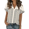 image:imageZeagoo Short Sleeve Summer Tops for Women Casual Button Down Shirts SolidStriped Business Work BlousesJh620