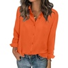 image:imageZeagoo Women Blouses Chiffon Long Sleeve Button Down Shirts Business Causal Dressy Work Top V Neck Summer Spring ClothesOrange
