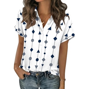 image:imageZeagoo Short Sleeve Summer Tops for Women Casual Button Down Shirts SolidStriped Business Work BlousesJh599