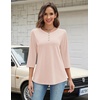 image:imageZeagoo 34 Length Sleeve Women Tops Crew Neck Blouses Dressy Casual Summer T Shirts Loose Fit Business Work ClothesBeige