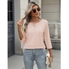 image:imageZeagoo 34 Length Sleeve Women Tops Crew Neck Blouses Dressy Casual Summer T Shirts Loose Fit Business Work ClothesBeige