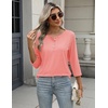 image:imageZeagoo 34 Length Sleeve Women Tops Crew Neck Blouses Dressy Casual Summer T Shirts Loose Fit Business Work ClothesCoral Pink