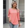 image:imageZeagoo 34 Length Sleeve Women Tops Crew Neck Blouses Dressy Casual Summer T Shirts Loose Fit Business Work ClothesCoral Pink