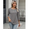 image:imageZeagoo 34 Length Sleeve Women Tops Crew Neck Blouses Dressy Casual Summer T Shirts Loose Fit Business Work ClothesGrey