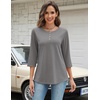 image:imageZeagoo 34 Length Sleeve Women Tops Crew Neck Blouses Dressy Casual Summer T Shirts Loose Fit Business Work ClothesGrey