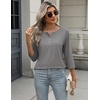 image:imageZeagoo 34 Length Sleeve Women Tops Crew Neck Blouses Dressy Casual Summer T Shirts Loose Fit Business Work ClothesGrey