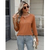 image:imageZeagoo 34 Length Sleeve Women Tops Crew Neck Blouses Dressy Casual Summer T Shirts Loose Fit Business Work ClothesLight Brown