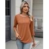 image:imageZeagoo 34 Length Sleeve Women Tops Crew Neck Blouses Dressy Casual Summer T Shirts Loose Fit Business Work ClothesLight Brown