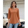 image:imageZeagoo 34 Length Sleeve Women Tops Crew Neck Blouses Dressy Casual Summer T Shirts Loose Fit Business Work ClothesLight Brown