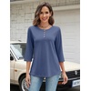 image:imageZeagoo 34 Length Sleeve Women Tops Crew Neck Blouses Dressy Casual Summer T Shirts Loose Fit Business Work ClothesNavy