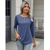 image:imageZeagoo 34 Length Sleeve Women Tops Crew Neck Blouses Dressy Casual Summer T Shirts Loose Fit Business Work ClothesNavy