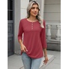 image:imageZeagoo 34 Length Sleeve Women Tops Crew Neck Blouses Dressy Casual Summer T Shirts Loose Fit Business Work ClothesRed