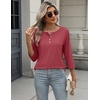 image:imageZeagoo 34 Length Sleeve Women Tops Crew Neck Blouses Dressy Casual Summer T Shirts Loose Fit Business Work ClothesRed