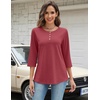 image:imageZeagoo 34 Length Sleeve Women Tops Crew Neck Blouses Dressy Casual Summer T Shirts Loose Fit Business Work ClothesRed