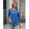 image:imageZeagoo 34 Length Sleeve Women Tops Crew Neck Blouses Dressy Casual Summer T Shirts Loose Fit Business Work ClothesSky Blue