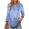 image:imageZeagoo 34 Length Sleeve Womens Tops Round Neck Casual Summer Tunic Tops Basic Tees Blouses Dressy TShirts Pleated ShirtsSf166