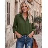 image:imageZeagoo Blouses for Women Dressy Casual Long Sleeve Button Down Shirts Collared Summer Tops Fall Fashion ClothesArmy Green