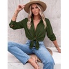 image:imageZeagoo Blouses for Women Dressy Casual Long Sleeve Button Down Shirts Collared Summer Tops Fall Fashion ClothesArmy Green