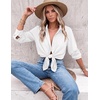 image:imageZeagoo Blouses for Women Dressy Casual Long Sleeve Button Down Shirts Collared Summer Tops Fall Fashion ClothesAwhite