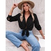 image:imageZeagoo Blouses for Women Dressy Casual Long Sleeve Button Down Shirts Collared Summer Tops Fall Fashion ClothesBblack