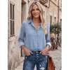 image:imageZeagoo Blouses for Women Dressy Casual Long Sleeve Button Down Shirts Collared Summer Tops Fall Fashion ClothesBblue Stripes