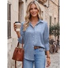 image:imageZeagoo Blouses for Women Dressy Casual Long Sleeve Button Down Shirts Collared Summer Tops Fall Fashion ClothesBblue Stripes