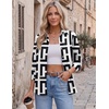 image:imageZeagoo Blouses for Women Dressy Casual Long Sleeve Button Down Shirts Collared Summer Tops Fall Fashion ClothesBlack White Geometry