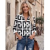 image:imageZeagoo Blouses for Women Dressy Casual Long Sleeve Button Down Shirts Collared Summer Tops Fall Fashion ClothesBlack White Geometry