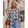image:imageZeagoo Blouses for Women Dressy Casual Long Sleeve Button Down Shirts Collared Summer Tops Fall Fashion ClothesBlack White Geometry