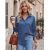 image:imageZeagoo Blouses for Women Dressy Casual Long Sleeve Button Down Shirts Collared Summer Tops Fall Fashion ClothesBnavy