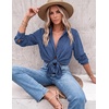 image:imageZeagoo Blouses for Women Dressy Casual Long Sleeve Button Down Shirts Collared Summer Tops Fall Fashion ClothesBnavy