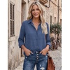 image:imageZeagoo Blouses for Women Dressy Casual Long Sleeve Button Down Shirts Collared Summer Tops Fall Fashion ClothesBnavy