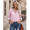image:imageZeagoo Blouses for Women Dressy Casual Long Sleeve Button Down Shirts Collared Summer Tops Fall Fashion ClothesBpink Stripes