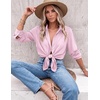 image:imageZeagoo Blouses for Women Dressy Casual Long Sleeve Button Down Shirts Collared Summer Tops Fall Fashion ClothesBpink Stripes