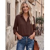 image:imageZeagoo Blouses for Women Dressy Casual Long Sleeve Button Down Shirts Collared Summer Tops Fall Fashion ClothesCoffee
