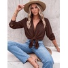 image:imageZeagoo Blouses for Women Dressy Casual Long Sleeve Button Down Shirts Collared Summer Tops Fall Fashion ClothesCoffee