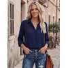 image:imageZeagoo Blouses for Women Dressy Casual Long Sleeve Button Down Shirts Collared Summer Tops Fall Fashion ClothesDark Blue