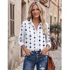 image:imageZeagoo Blouses for Women Dressy Casual Long Sleeve Button Down Shirts Collared Summer Tops Fall Fashion ClothesGeometry White