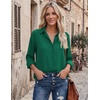 image:imageZeagoo Blouses for Women Dressy Casual Long Sleeve Button Down Shirts Collared Summer Tops Fall Fashion ClothesGreen